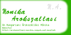 monika arokszallasi business card