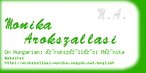 monika arokszallasi business card